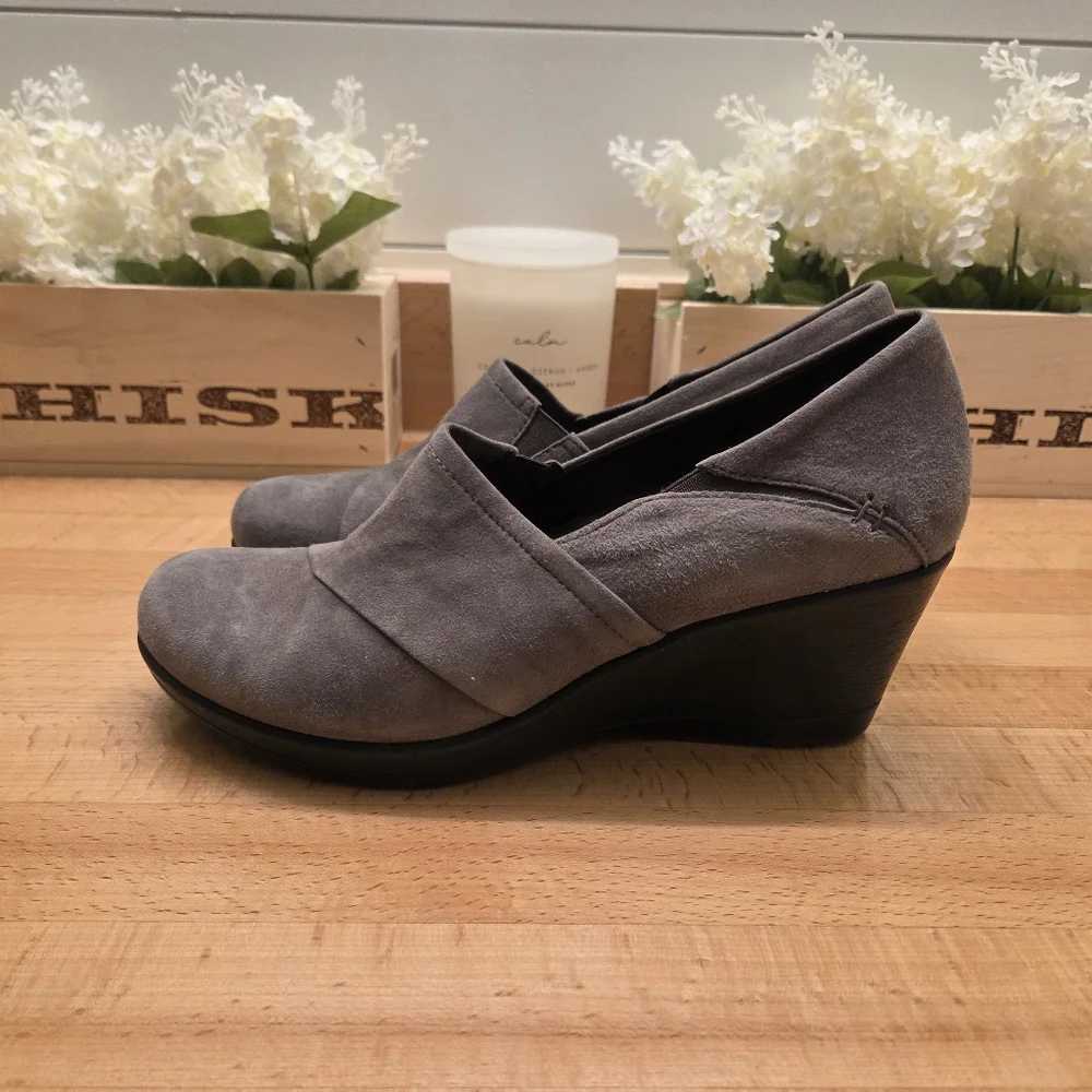 Dansko Rosaline Gray Suede Wedge Shoes Womens Size 41